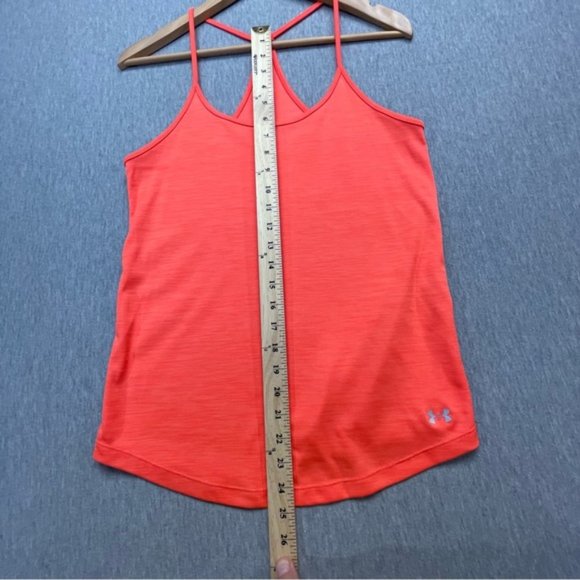 Under Armour Orange Heat Gear Tank Top Loose Fit Racer Back - Picture 8 of 10